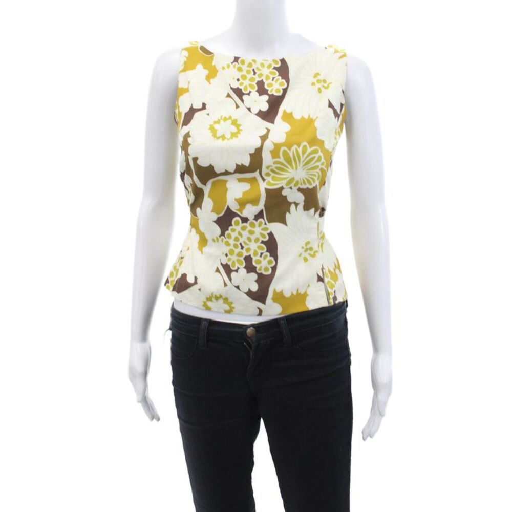 Shannon Mclean Womens Floral Print Sleeveless Tie Front Blouse Multicolor Size M